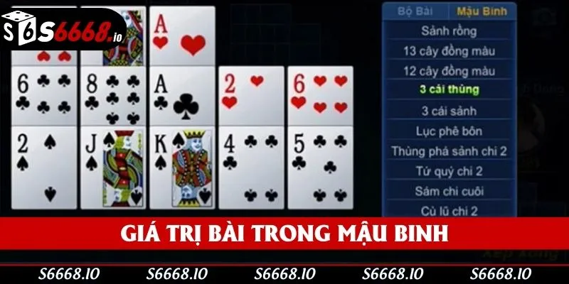 Giá trị các lá theo quy luật của trò chơi Giá trị các lá theo quy luật của trò chơi